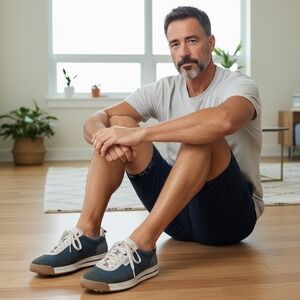 Thom Browne Tech Runner Navy Grey Suede Mesh Sneakers Mens US 8 EU 41 Italy